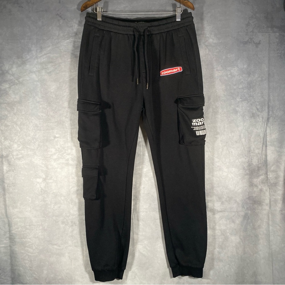 Zoo York Cargo Jogging Pants Sweatpants Black M Skater Streetwear Pockets‎